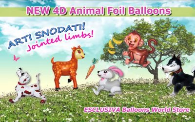 Palloncini in foil Animali 4D con arti snodabili